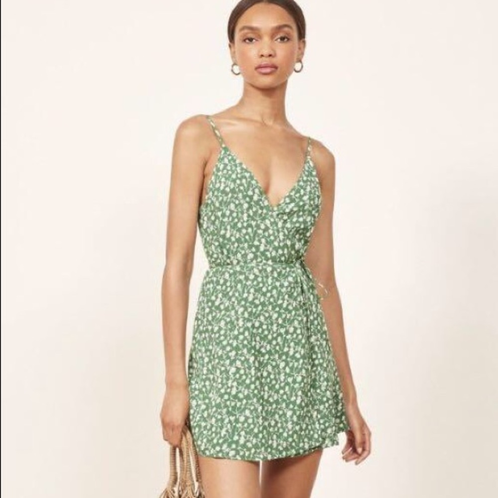 NWOT Reformation Thora Dress - green floral, XS